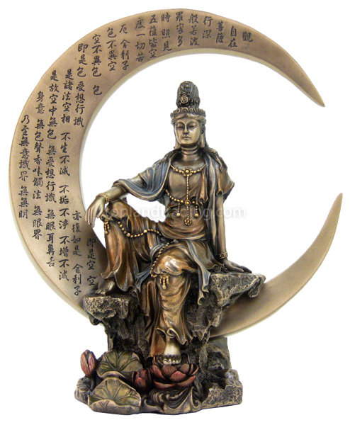 Kuan Yin Crescent Moon Statue | Crystal Life