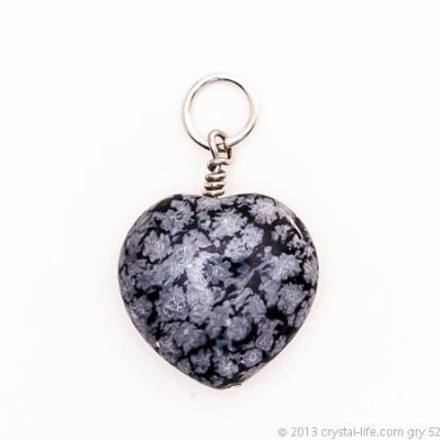 snowflake obsidian heart pendants