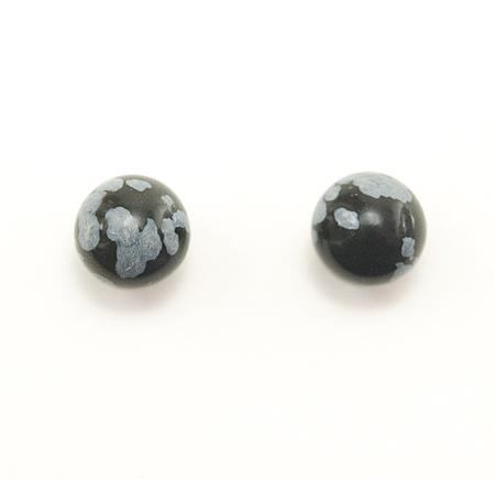 Snowflake Obsidian Earrings Studs 4mm