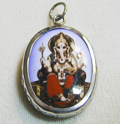 Ganesh Pendant - Seated - Porcelain