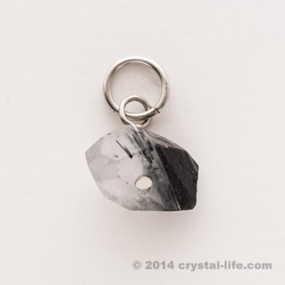 Tourmalinated Quartz Pendant - Faceted Nugget 3/8" - Horizontal