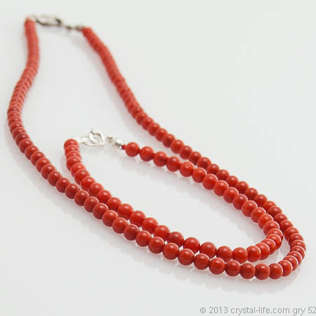 Red Coral Necklace, Bracelet, Anklet - 4 mm beads