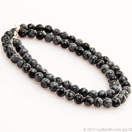 Snowflake Obsidian Necklace - 6 mm beads