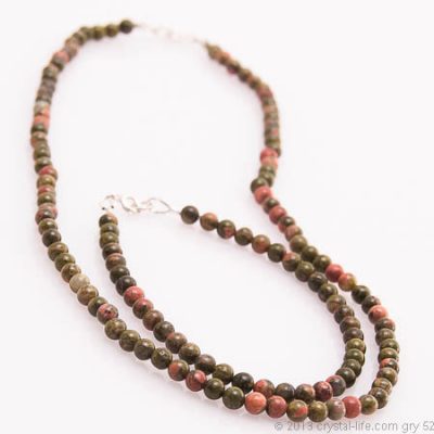 Unakite Necklace, Bracelet - 4 mm beads