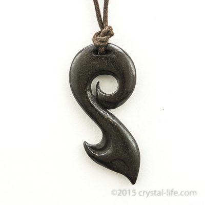Maori Hei Matau Pendant on Cord - Brown