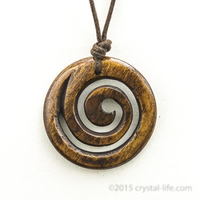 Maori Spiral Pendant - Brown on Cord - 1 1/2"