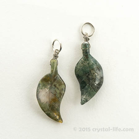 Moss Agate Pendant – Leaf 1 1/4″