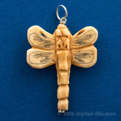Dragonfly Pendant - Bone - 1 1/8"