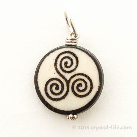 Celtic, Tibetan Knot Pendant - Triskelion - Black on White 5/8"