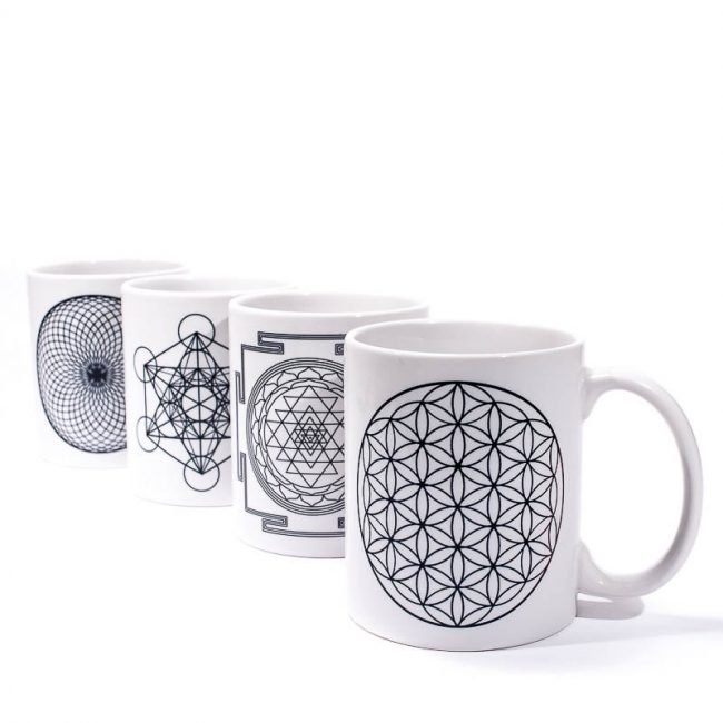 Set of 4 Sacred Geometry Mugs | Classic Style
