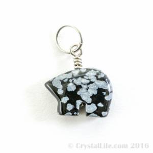 Snowflake Obsidian Bear Pendant