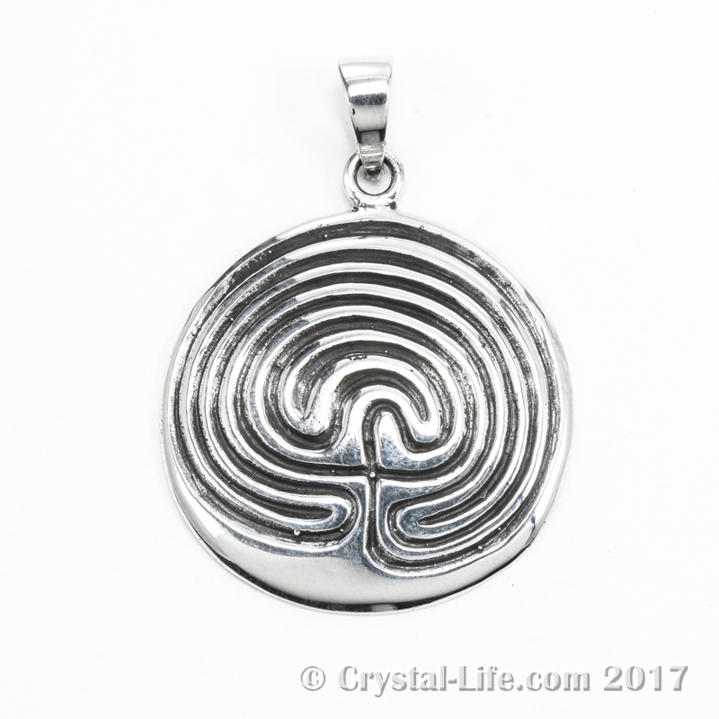 Labyrinth Pendant C 1 Crystal Life - Labyrinth Pendant Sterling Silver