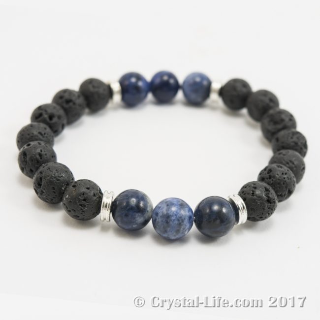Lava Stone & Sodalite Meditation Bracelet - XL Beads