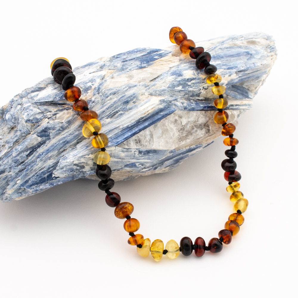 Natural Baltic Amber Baby Children Necklace Polished Chips Beads Color Variety