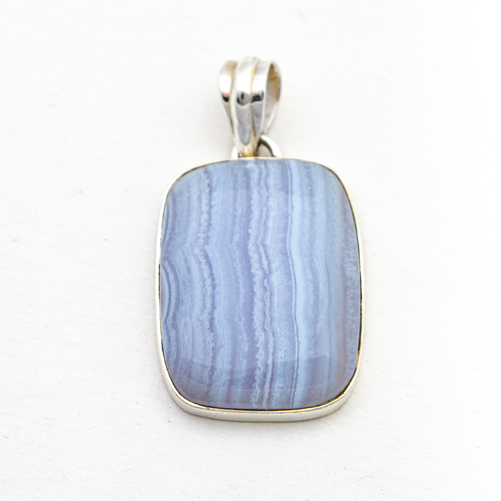 Blue Lace Agate corded pendant