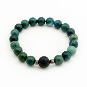 Moss Agate and Lava Bracelet