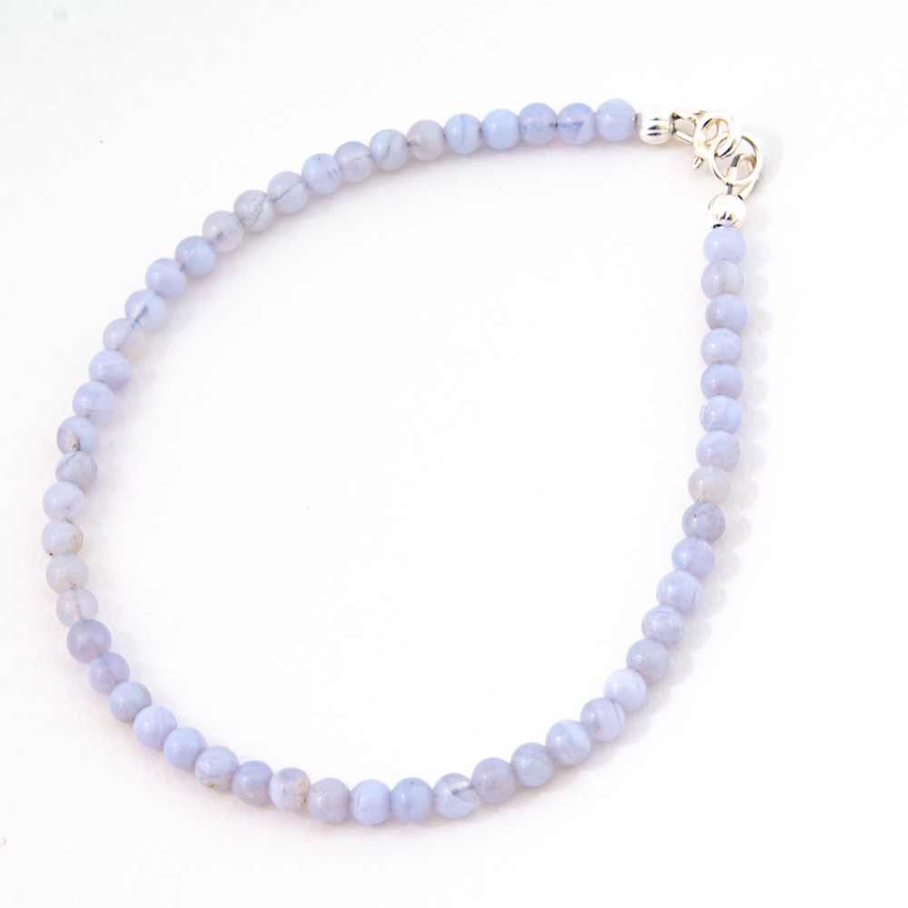 Blue Lace Agate Anklet | Large | Crystal Life Technology, Inc