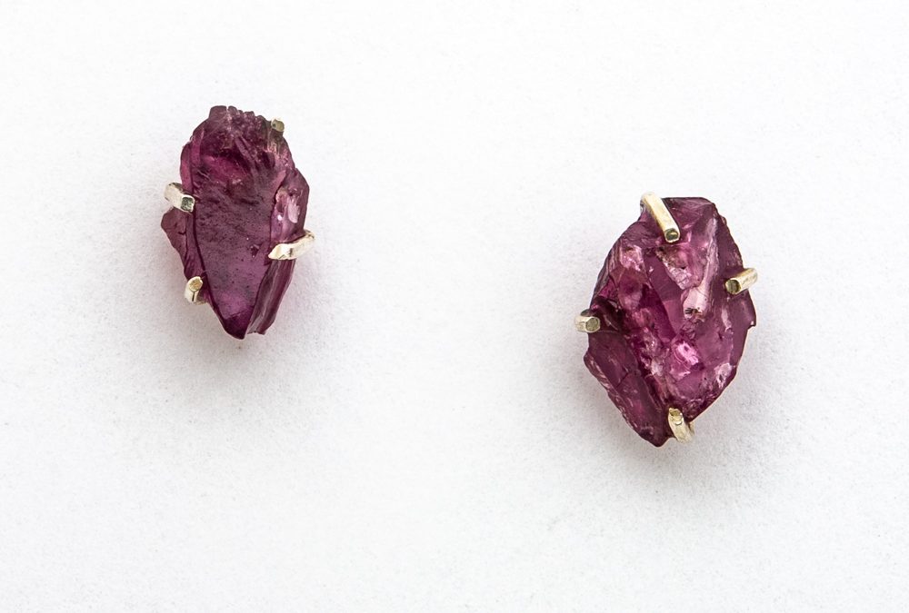 Garnet Earrings | Post. Raw