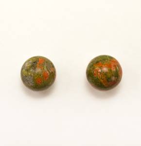 Unakite Stud Earrings - 8mm