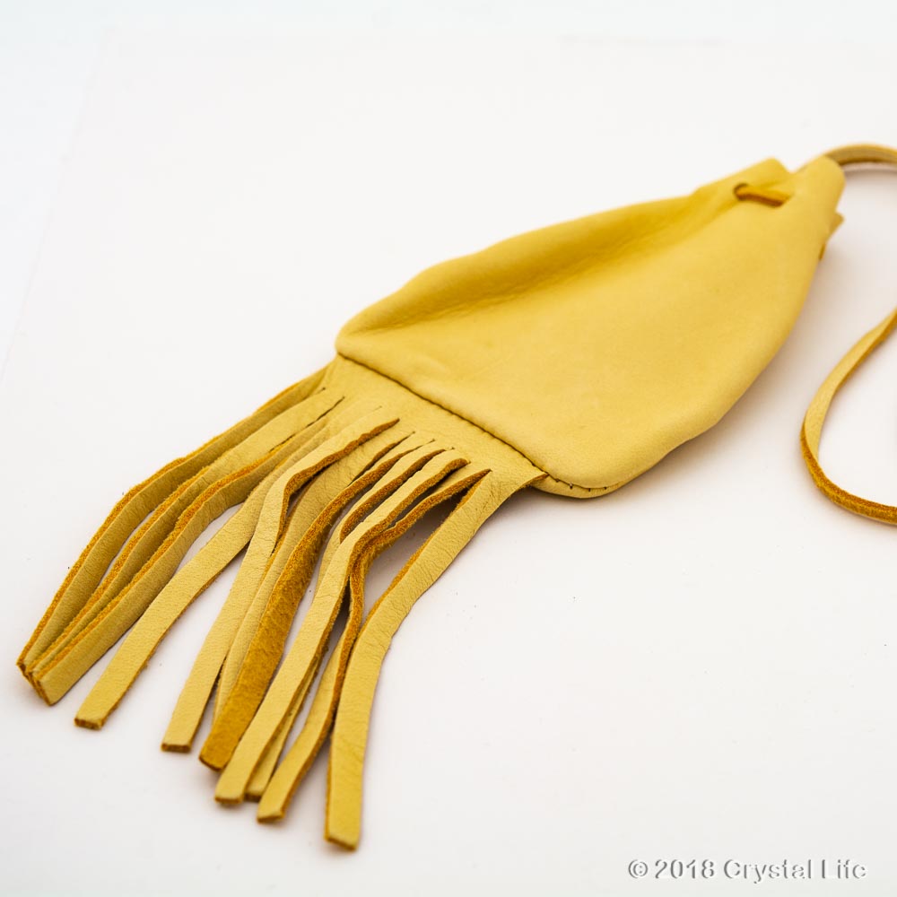 Medicine Bag Light Gold Leather 3 1 2 W Fringe
