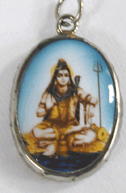 Shiva with Trident Porcelain Pendant