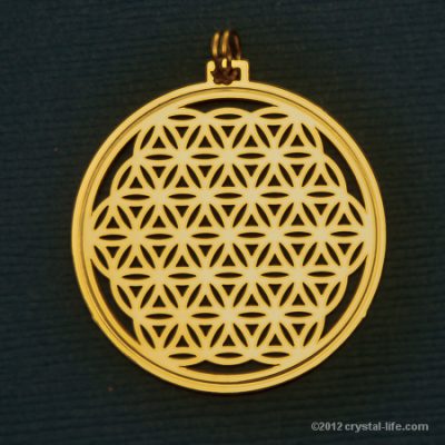 flower of life pendant - gold - 3 cm, 3.5 cm