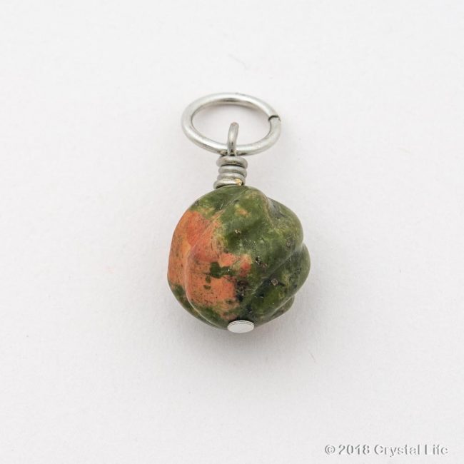 Unakite Ridged Ball Pendant