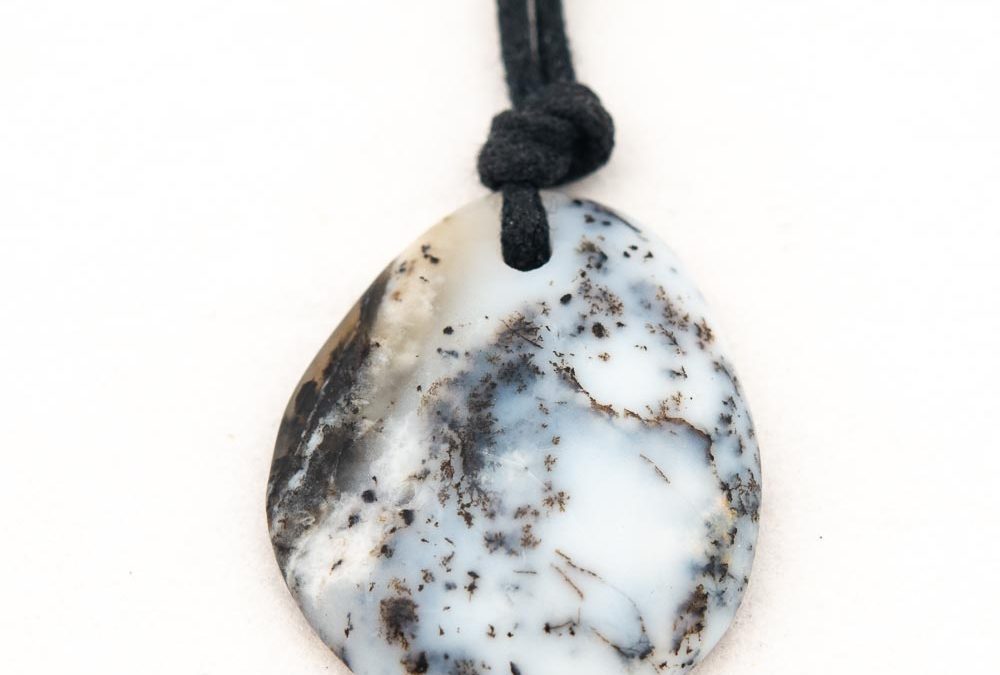 Moss Agate Pendant on Cord