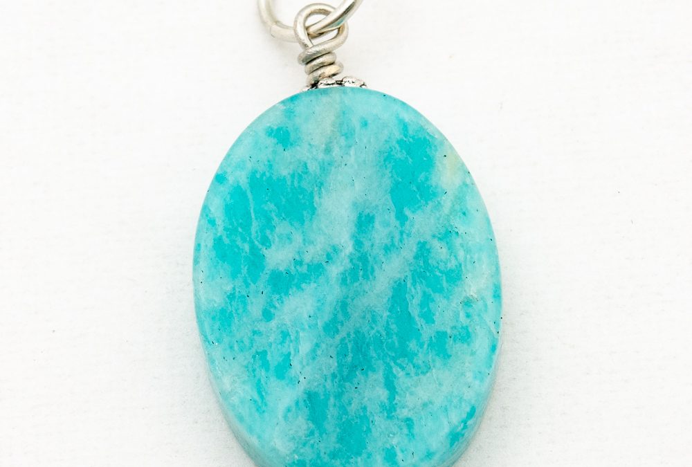 Amazonite Pendant | Flat Oval 1″