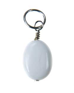 White Agate Pendant - Oval - 3/4"