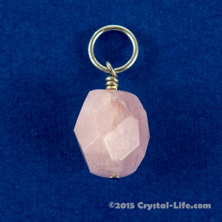 rose quartz pendant - chunk faceted