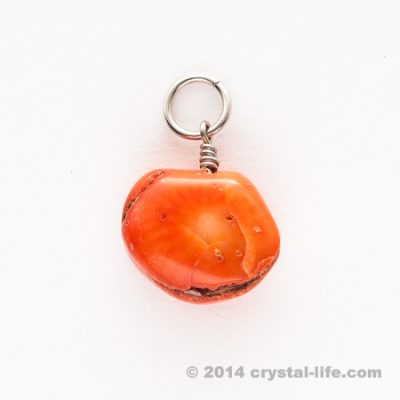 Orange Coral Pendant - Flat Branch Slice c 5/8"