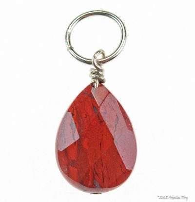 red jasper faceted teardrop pendant 3/4"