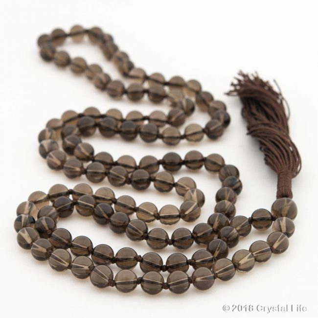smokey quartz prayer beads mala