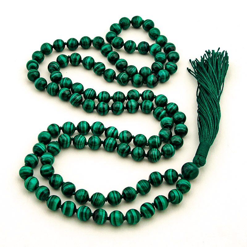 Malachite Prayer Beads Mala, Large 8mm