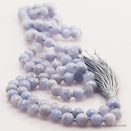 Blue Lace Agate Prayer Beads Blue Lace Agate Mala Crystal Life