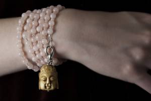 rose quartz sacred space 6mm - wrapped