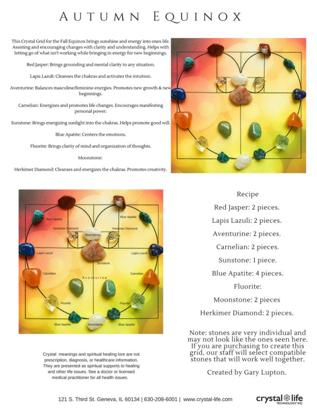 Autumn Equinox Crystal Grid Recipe Sheet
