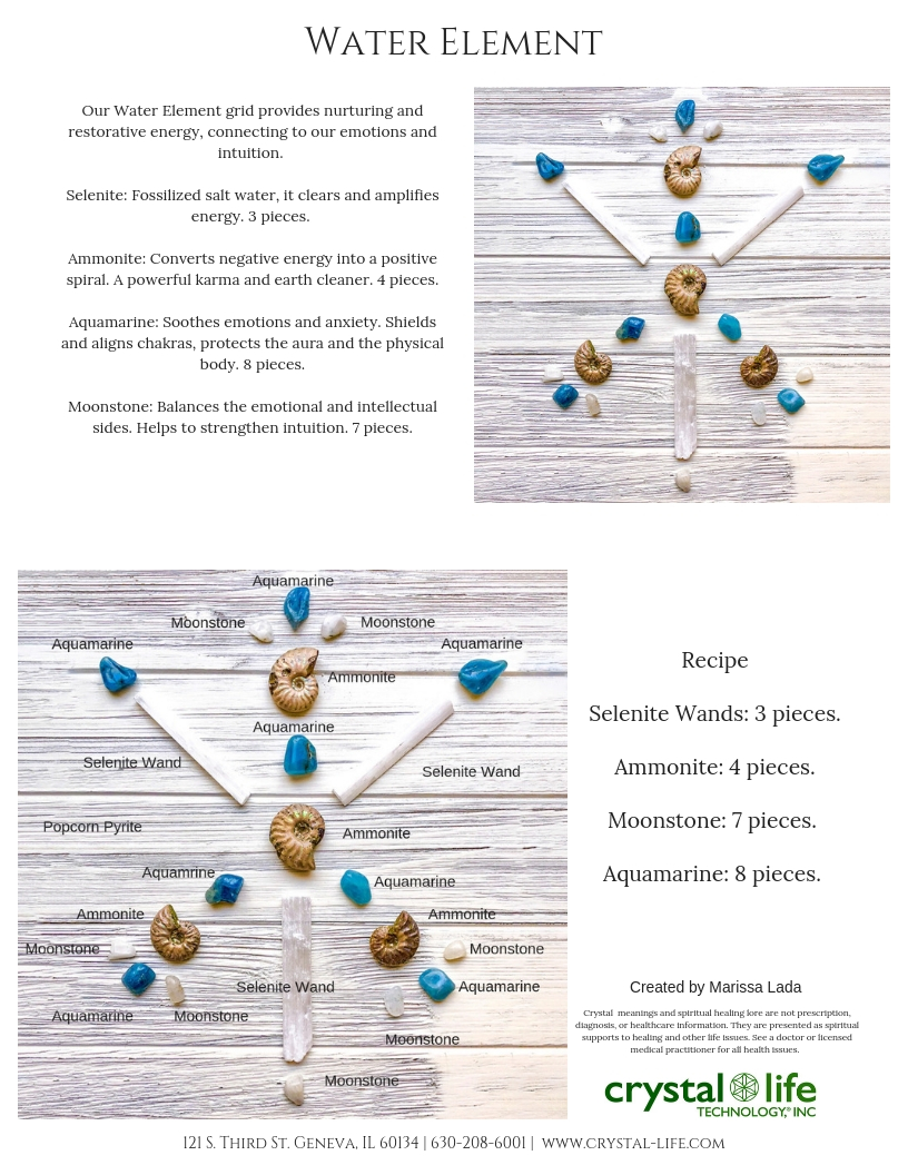 Water Based Elements Water Element Crystal Grid | Crystal Life Technology, Inc.