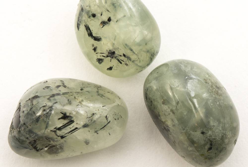 Epidote in Prehnite – Tumbled 1″
